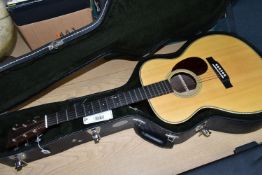A 2016 MARTIN OM28 W/CS ACOUSTIC GUITAR with solid spruce top, natural finish, rosewood veneered