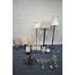A SELECTION OF LAMPS, to include a DAR BALTHAZAR table lamp, three standard lamps, eight various