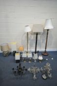 A SELECTION OF LAMPS, to include a DAR BALTHAZAR table lamp, three standard lamps, eight various