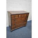 A GEORGIAN MAHOGANY CHEST OF THREE SHORT OVER THREE LONG GRADUATED DRAWERS, with turned handles, and