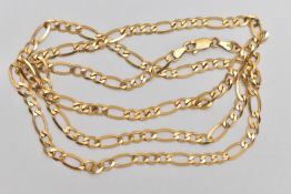 A 9CT GOLD FIGARO CHAIN, fitted with a lobster clasp, hallmarked 9ct Sheffield import, length 720mm,