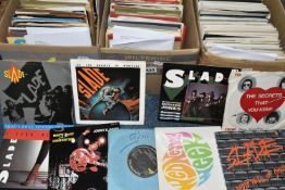 THREE BOXES OF VINYL SINGLES, approximately three hundred and seventy records, mainly plain sleeves,