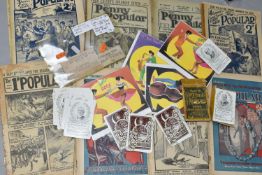 A QUANTITY OF PRINTED EPHEMERA, to include assorted copies of 'The Popular' magazine from 1912