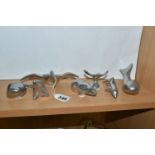 SEVEN STYLISED ANIMAL AND BIRD FIGURES BY HOSELTON, CANADA, each aluminium figure is signed and