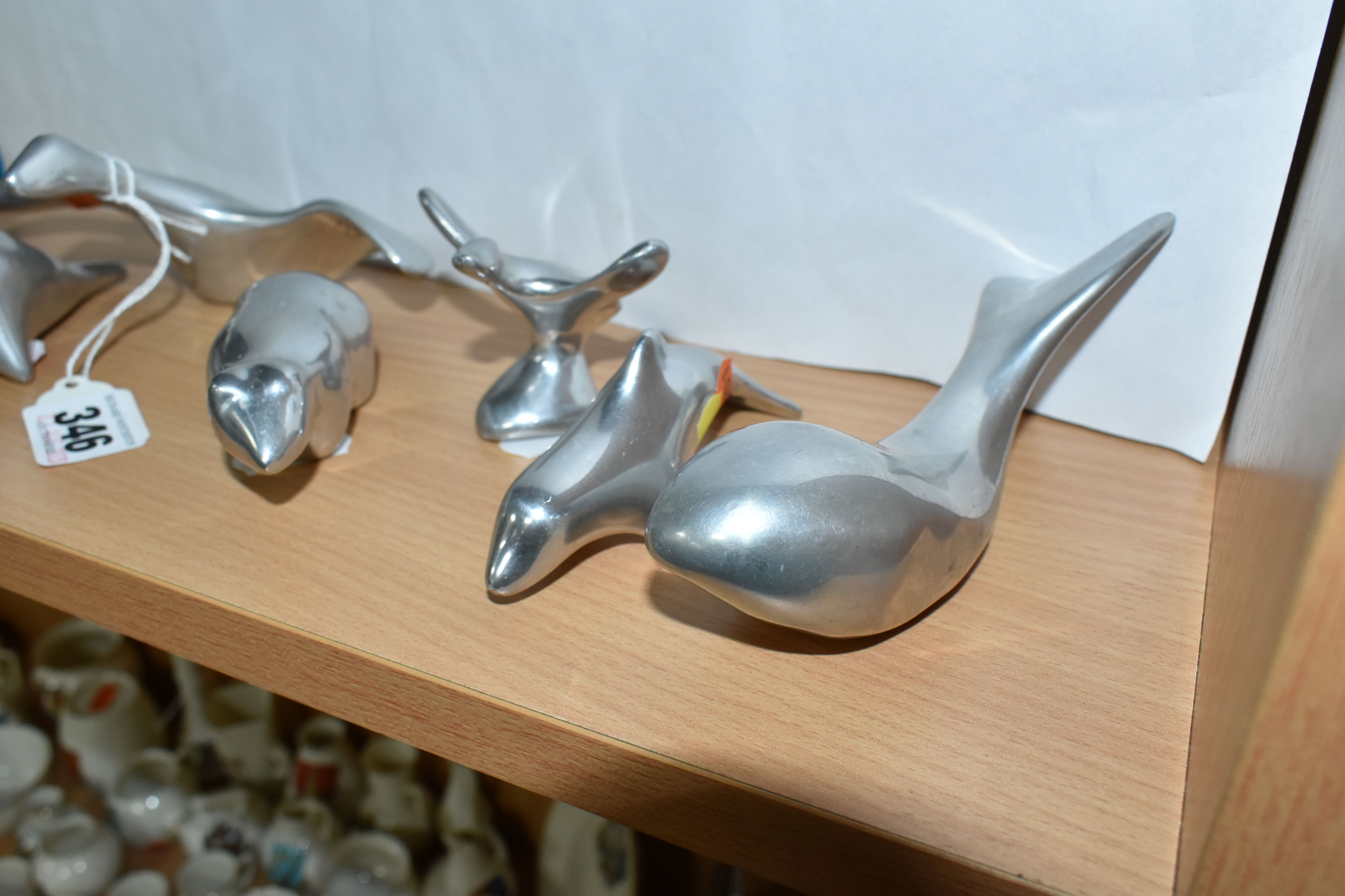 SEVEN STYLISED ANIMAL AND BIRD FIGURES BY HOSELTON, CANADA, each aluminium figure is signed and - Image 4 of 5