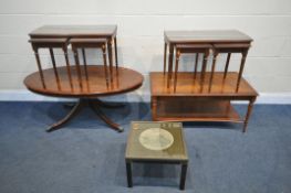 A SELECTION OF MODERN MAHOGANY OCCASIONAL FURNITURE, to include a Bradley rectangular coffee