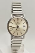 A GENTS 'OMEGA AUTOMATIC GENEVE' WRISTWATCH, round silver dial signed 'Omega Automatic, Geneve',