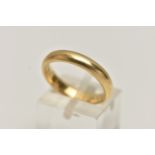 AN 18CT GOLD POLISHED BAND RING, polished domed band, hallmarked 18ct Birmingham, ring size N,