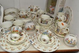 A COLLECTION OF ROYAL DOULTON BUNNYKINS NURSERYWARE, approximately thirty pieces to include twin