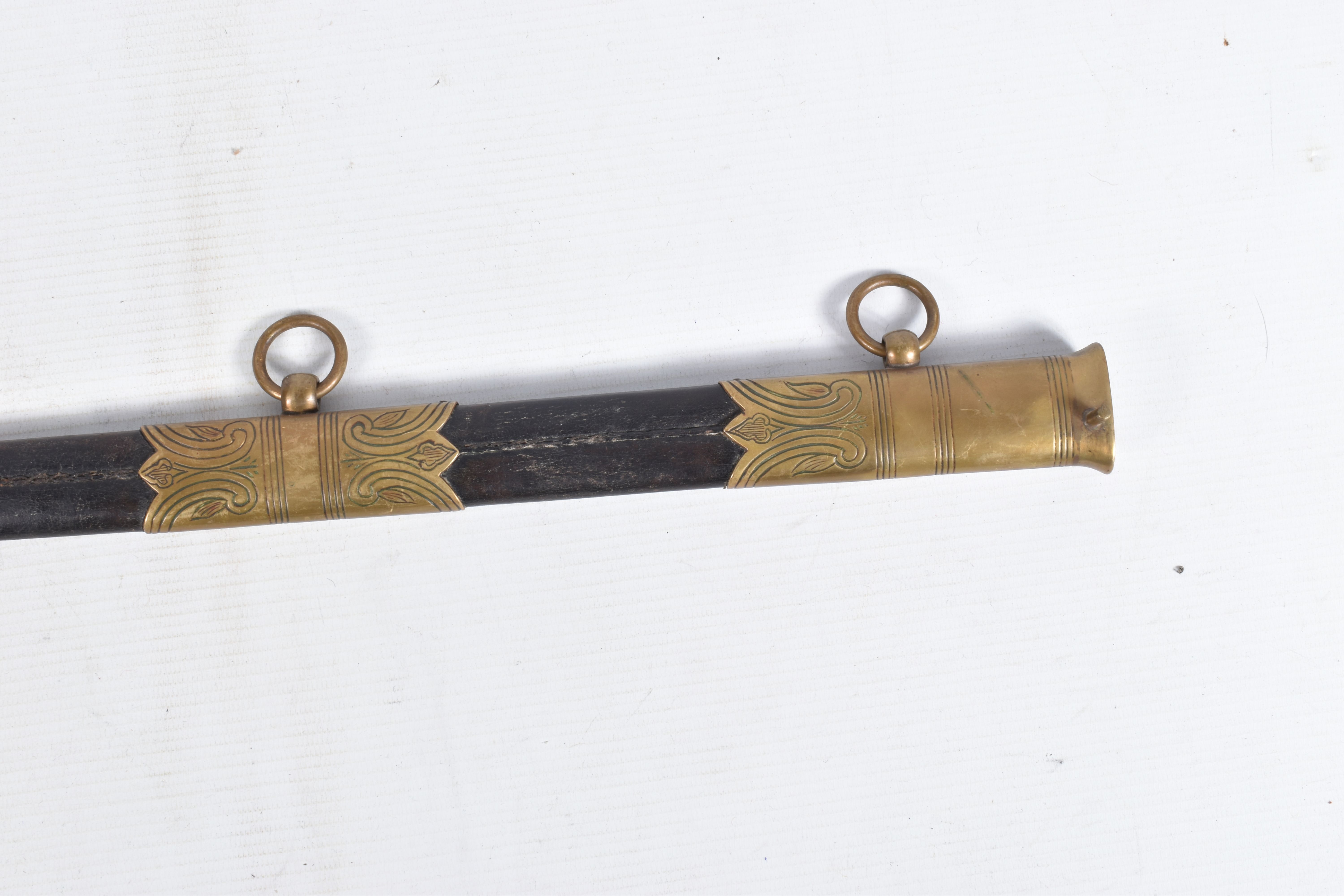 A 19TH OR 20TH CENTURY NAVAL DRESS SWORD, the blade has some ornate decoration on it but it is - Image 4 of 24