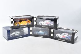 FIVE BOXED PAUL'S MODEL ART MINICHAMPS MODELS, to includea BMW 320i BTCC 2004, Champion: Andy