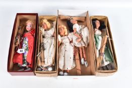 FIVE BOXED PELHAM SL PUPPETS, 2 x Fairy, Cinderella and 2 x Ballet Girl, all appear complete and