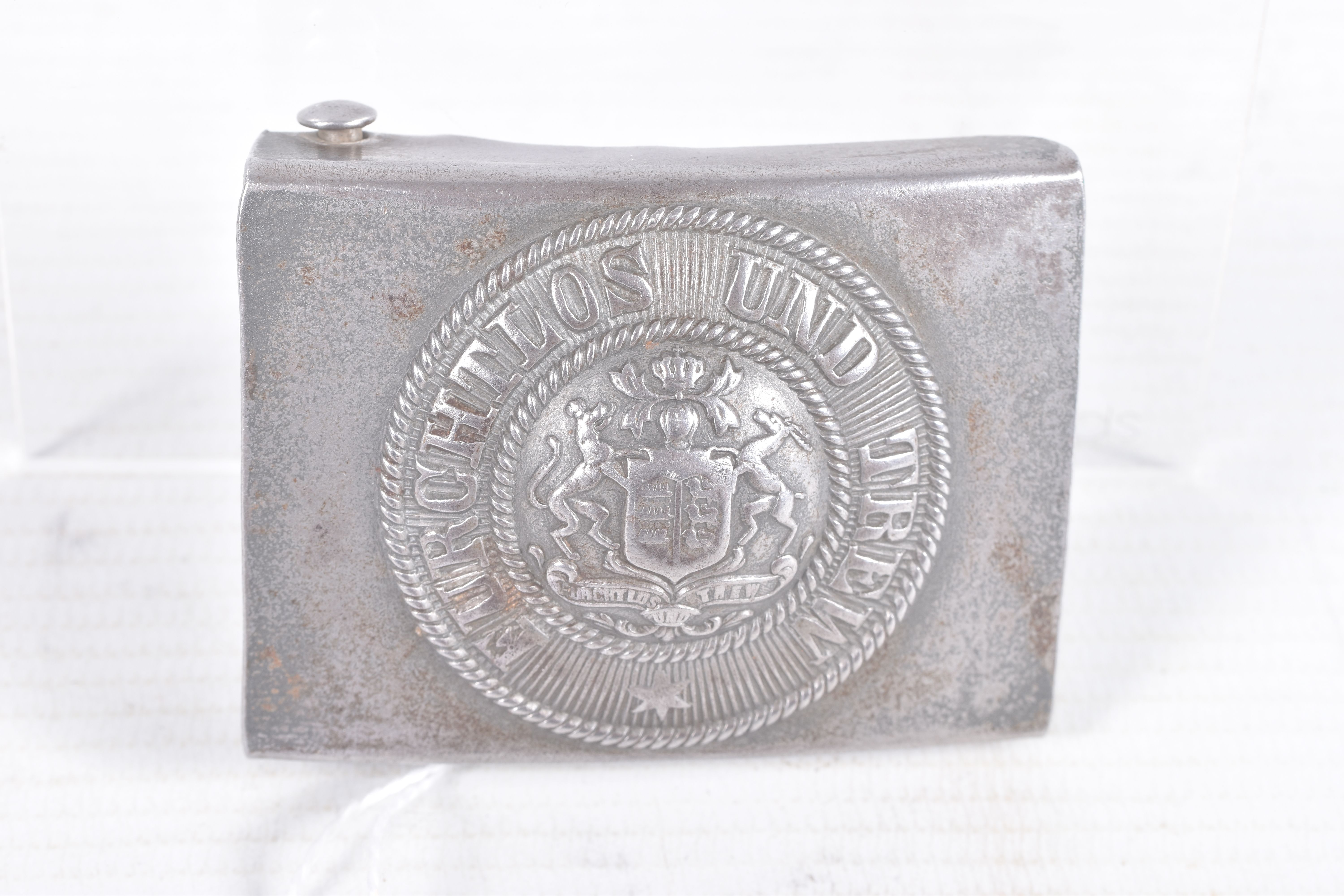 TWO WWI ERA IMPERIAL GERMANY BELT BUCKLES, the first has a crown in the centre and the words Gott - Image 2 of 13