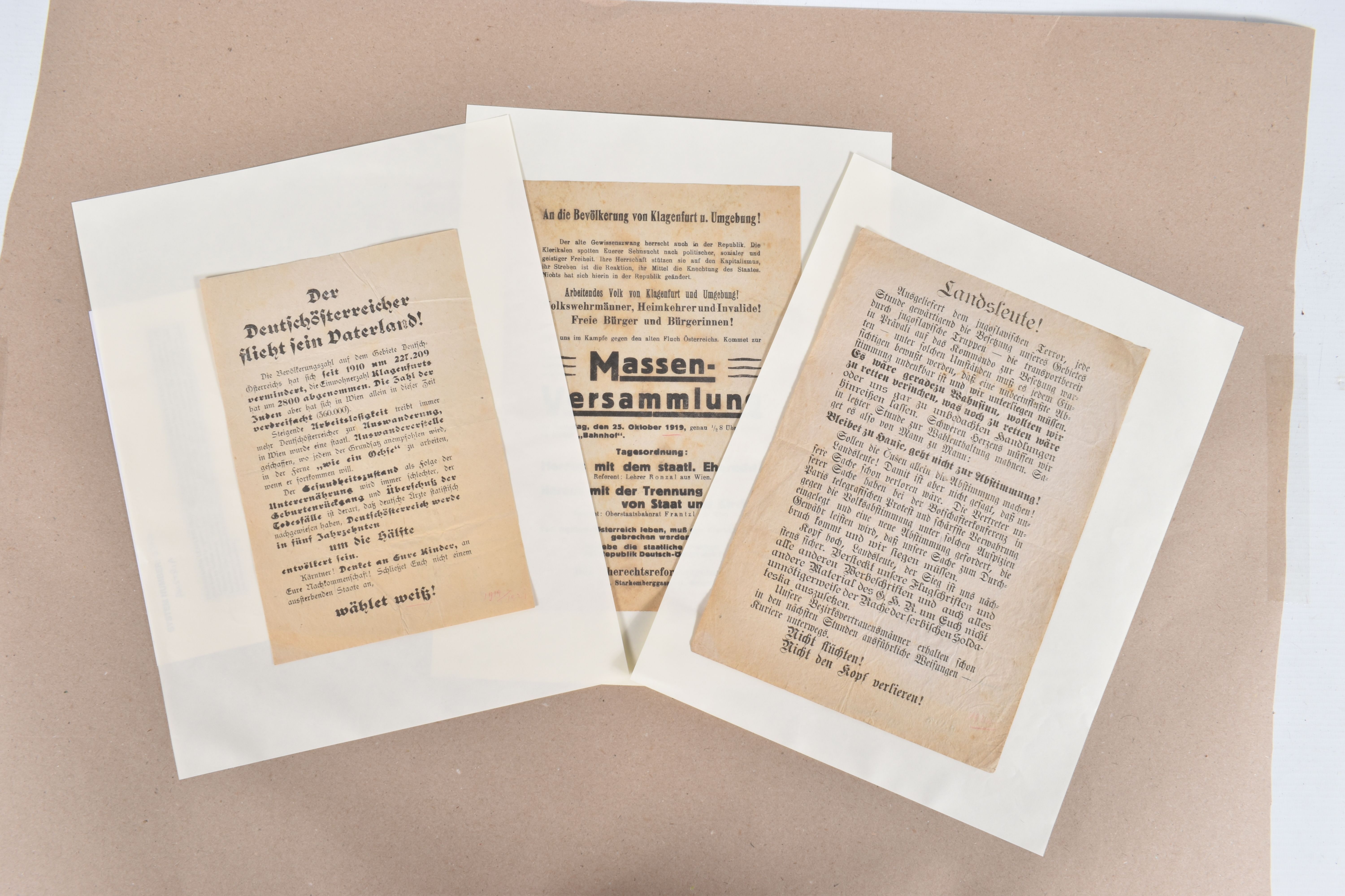 THREE POST WWI PROPAGANDA LEAFLETS FROM THE AUSTRIAN PROVINCE OF KARNTEN, these leaflets are from - Image 2 of 11