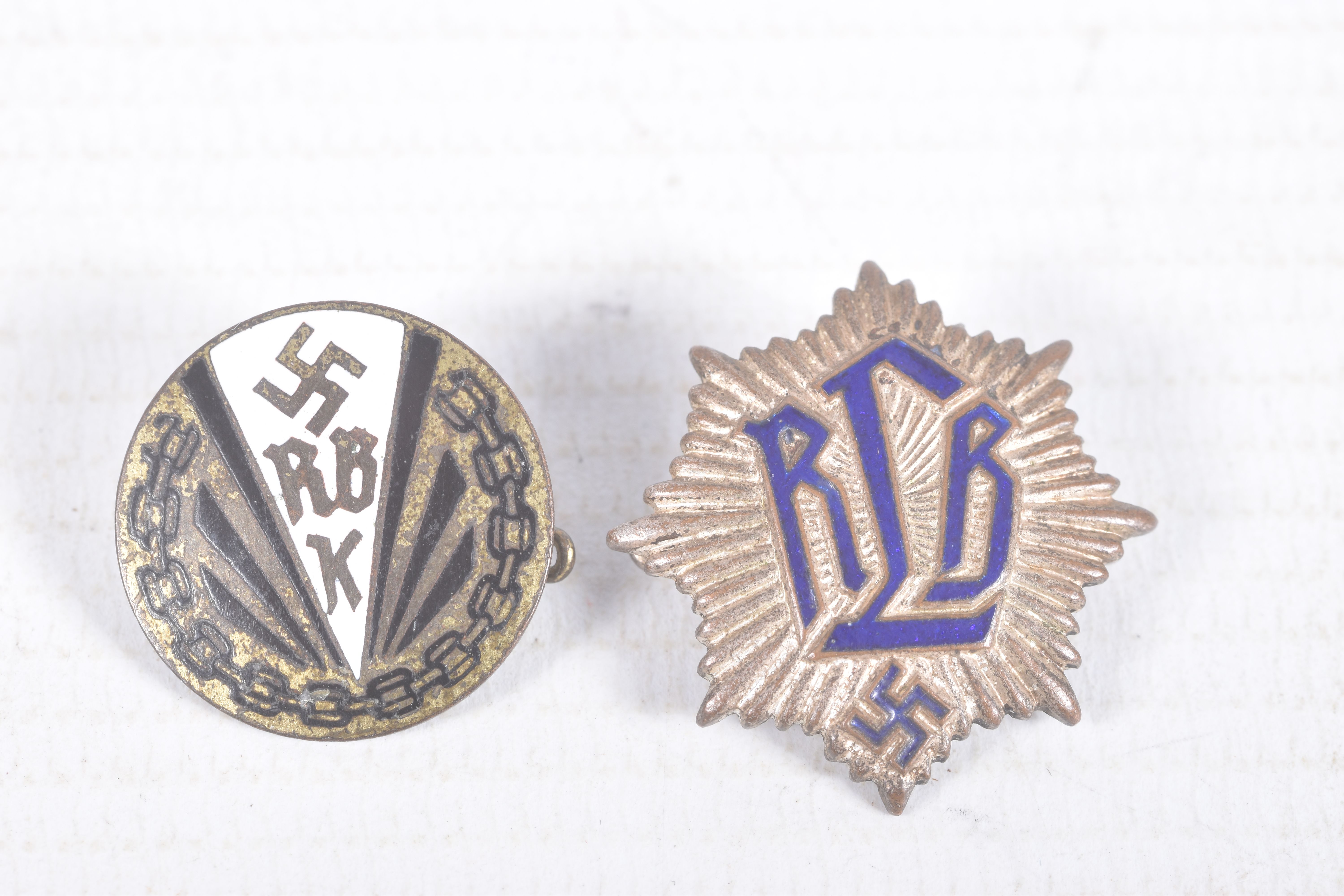 TWO THIRD REICH GERMAN PIN BADGES, they are RBK REICHSBUND DER KORPERBEHINDERTERN members - Image 2 of 7