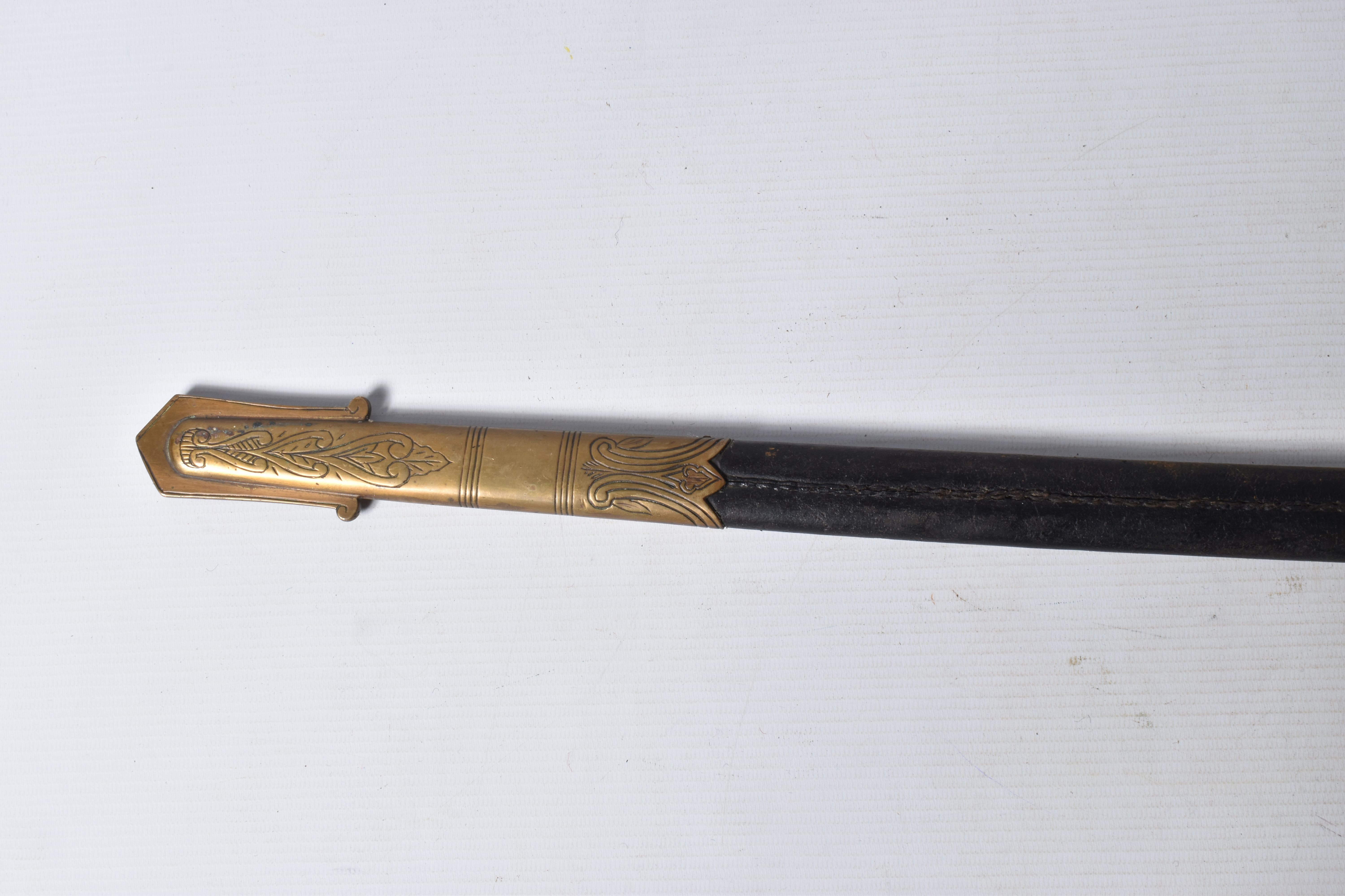 A 19TH OR 20TH CENTURY NAVAL DRESS SWORD, the blade has some ornate decoration on it but it is - Image 6 of 24