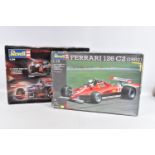 TWO BOXED REVELL UNBUILT MODEL RACE CARS, the first is a 1:12 scale Ferrari 126 C2 (1982) model