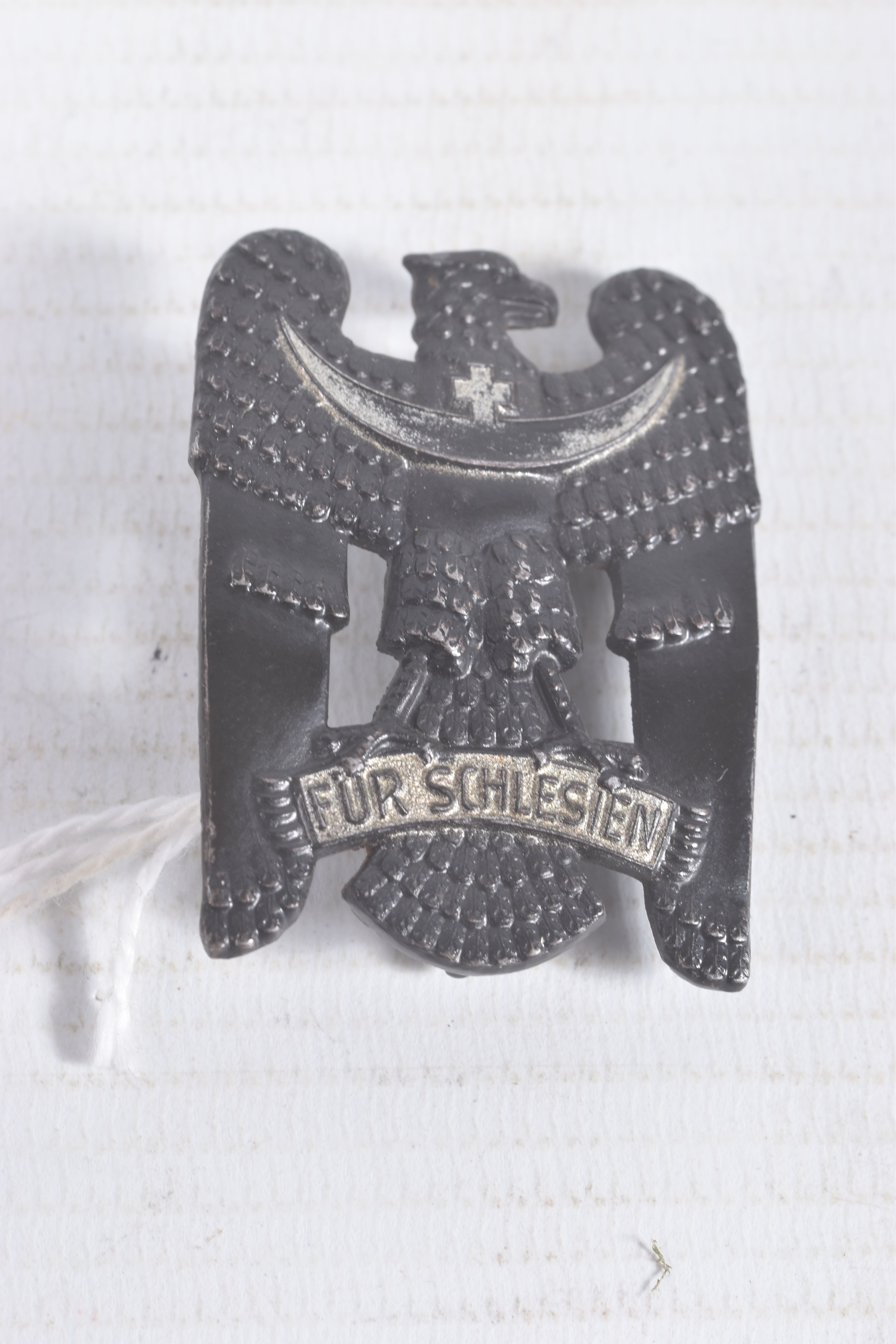 TWO GERMAN WEIMAR REPUBLIC FREIKORPS SILESIAN ORDER PIN BADGES, both badges are black enamel and - Image 3 of 6