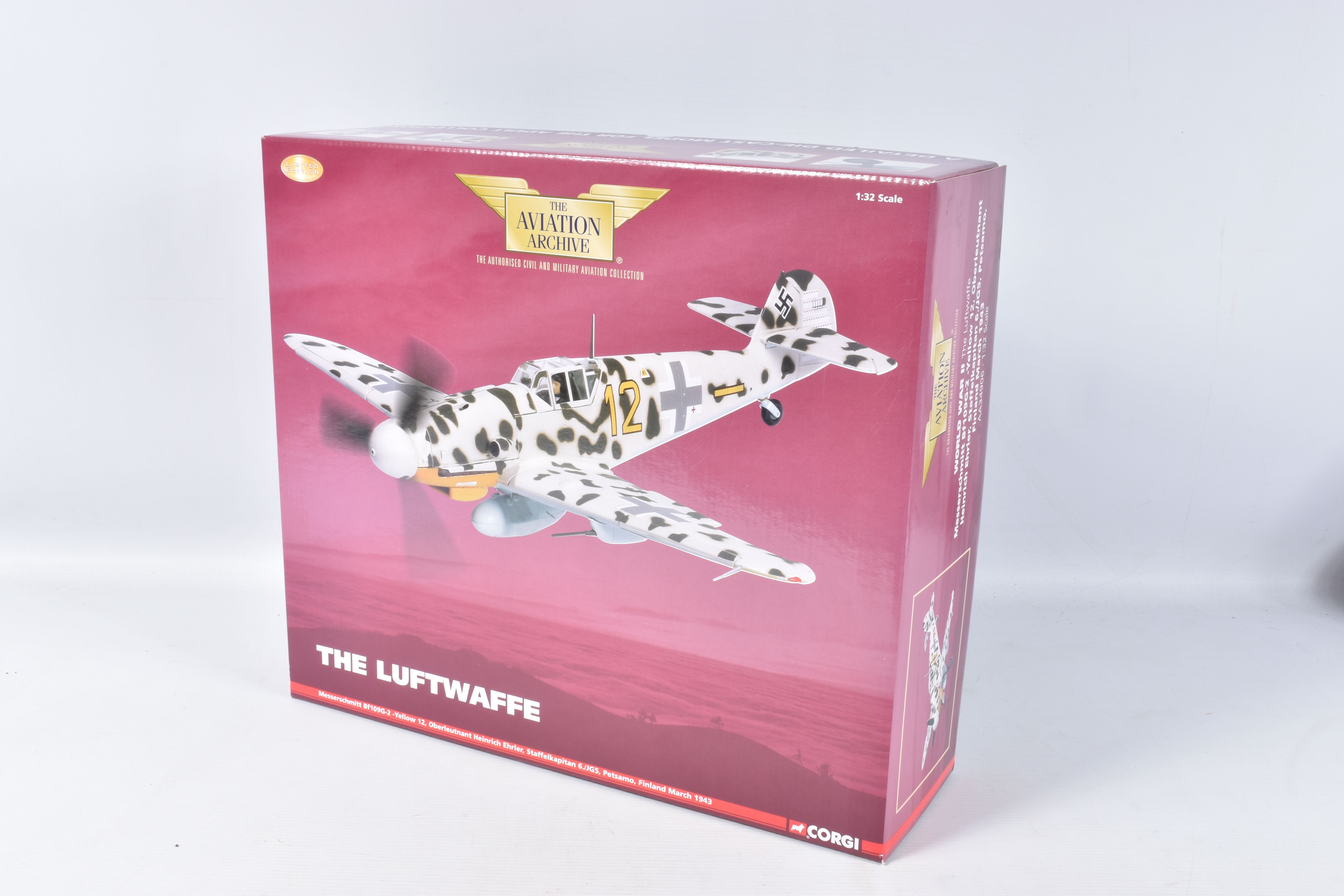 A BOXED CORGI WORLD WAR II MESSERSCHMITT BF109G-2 'THE LUFTWAFFE' 1:32 SCALE MODEL AIRCRAFT, painted