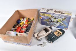 A QUANTITY OF UNBOXED AND ASSORTED PLAYWORN DIECAST VEHICLES, to include Corgi Rockets The Saint's