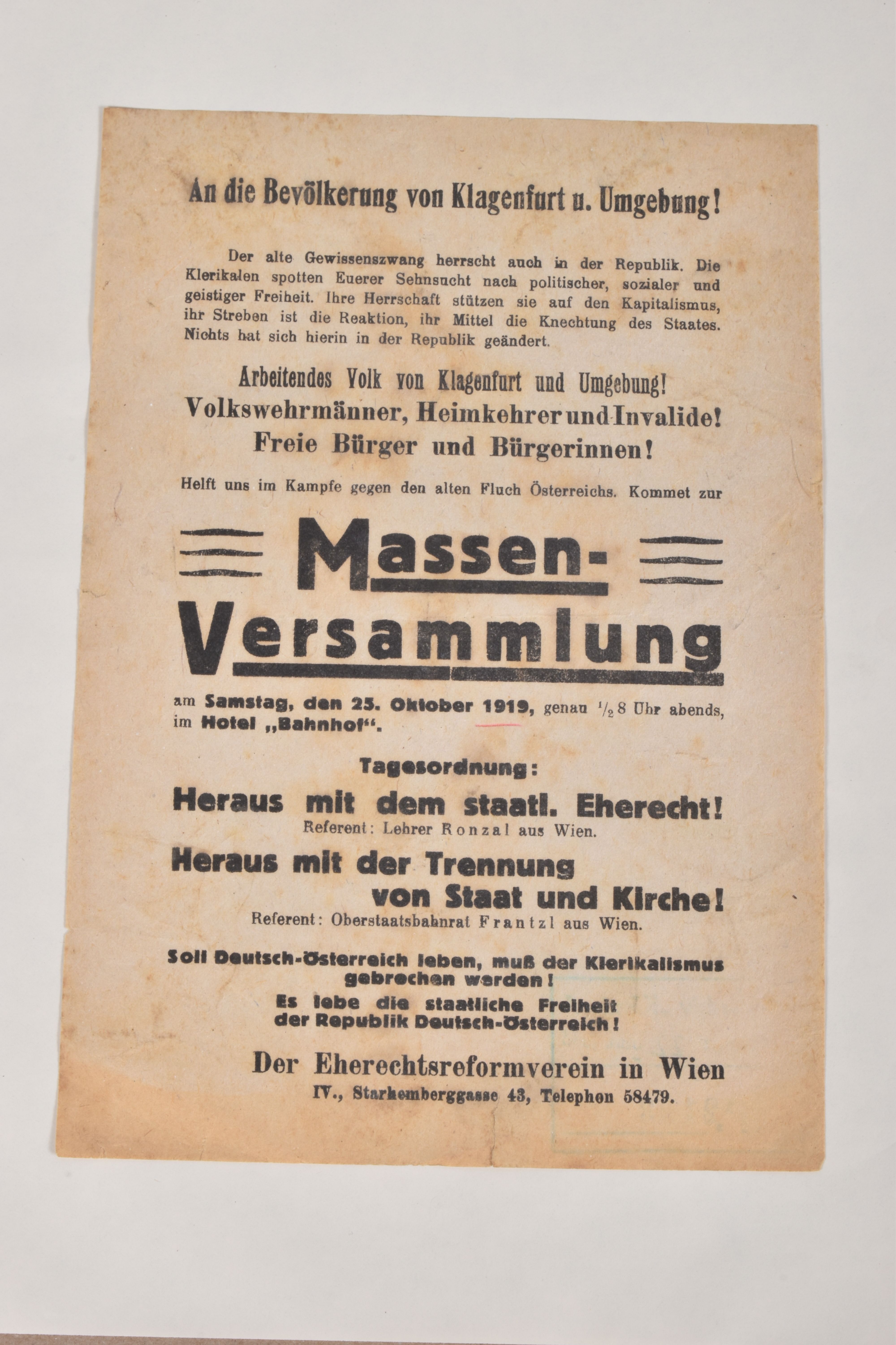 THREE POST WWI PROPAGANDA LEAFLETS FROM THE AUSTRIAN PROVINCE OF KARNTEN, these leaflets are from - Image 9 of 11