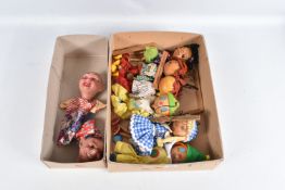 SIX UNBOXED PELHAM JUMPETTE PUPPETS,to include two clowns, with two unidentified c.1950's hand/glove