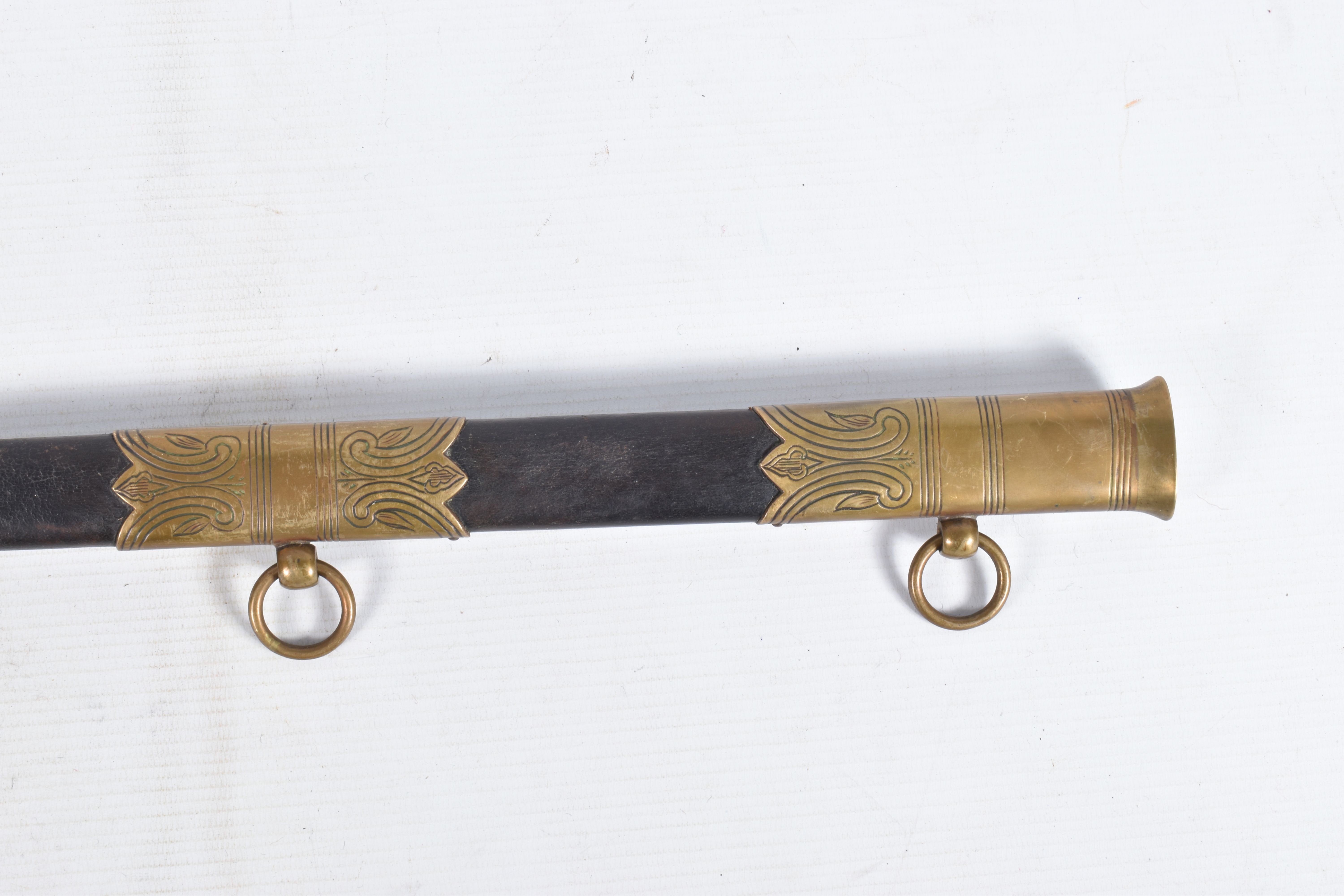 A 19TH OR 20TH CENTURY NAVAL DRESS SWORD, the blade has some ornate decoration on it but it is - Image 7 of 24