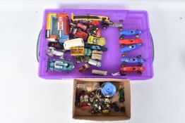 A QUANTITY OF UNBOXED AND ASSORTED PLAYWORN DIECAST VEHICLES, to include Dinky Toys Dodge Farm