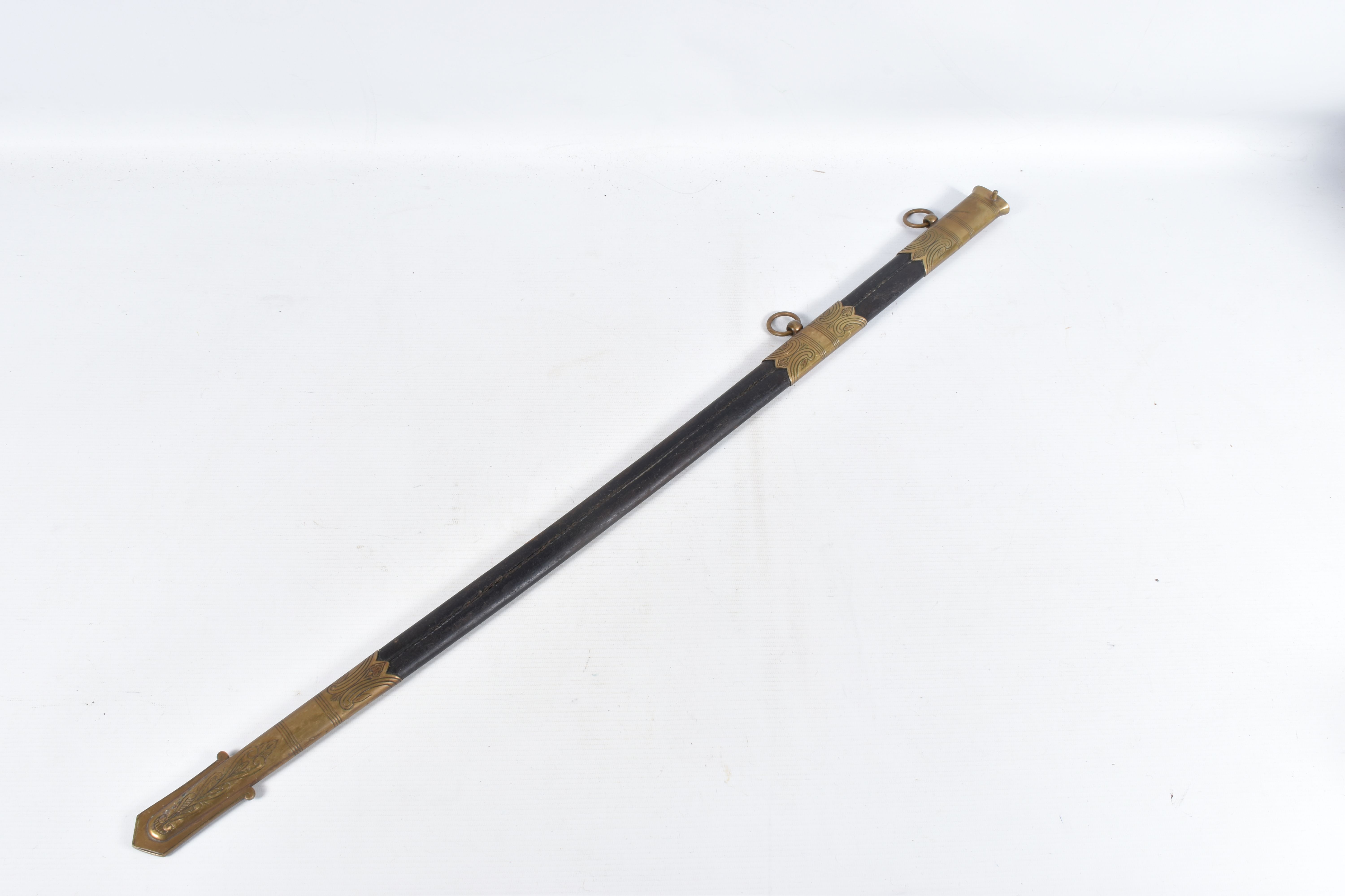 A 19TH OR 20TH CENTURY NAVAL DRESS SWORD, the blade has some ornate decoration on it but it is - Image 3 of 24