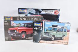 THREE BOXED REVELL UNBUILT MODEL VEHICLES, the first is a 1:16 scale, Porche 356 B Coupe' model,