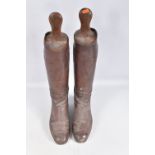 A PAIR OF BROWN ARMY OFFICERS RIDING BOOTS, these boots are unmarked but come with their boot