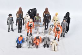 A COLLECTION OF PLAY WORN VINTAGE G.M.F.G.I. AND CPG STAR WARS FIGURES, to include two 97 R2D2, four