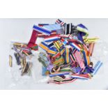 A LARGE QUANTITY OF ASSORTED MEDAL RIBBONS, the ribbons cover medals from Boer war up to modern