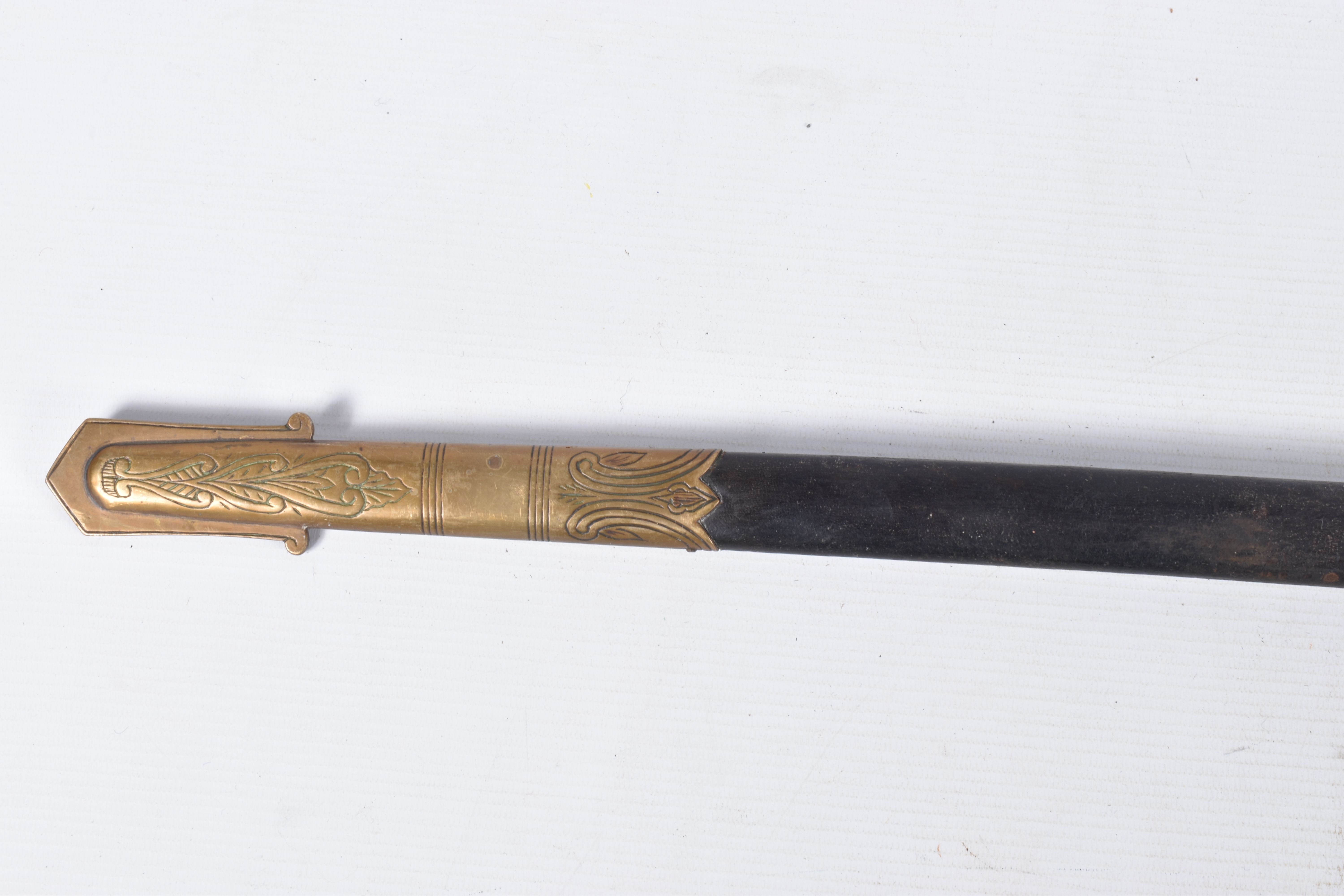 A 19TH OR 20TH CENTURY NAVAL DRESS SWORD, the blade has some ornate decoration on it but it is - Image 9 of 24