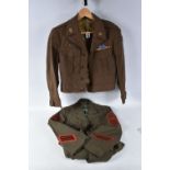 TWO USA ARMY UNIFORM JACKETS, the first is a USA Marine corps jacket with rank insignia to the upper