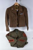 TWO USA ARMY UNIFORM JACKETS, the first is a USA Marine corps jacket with rank insignia to the upper