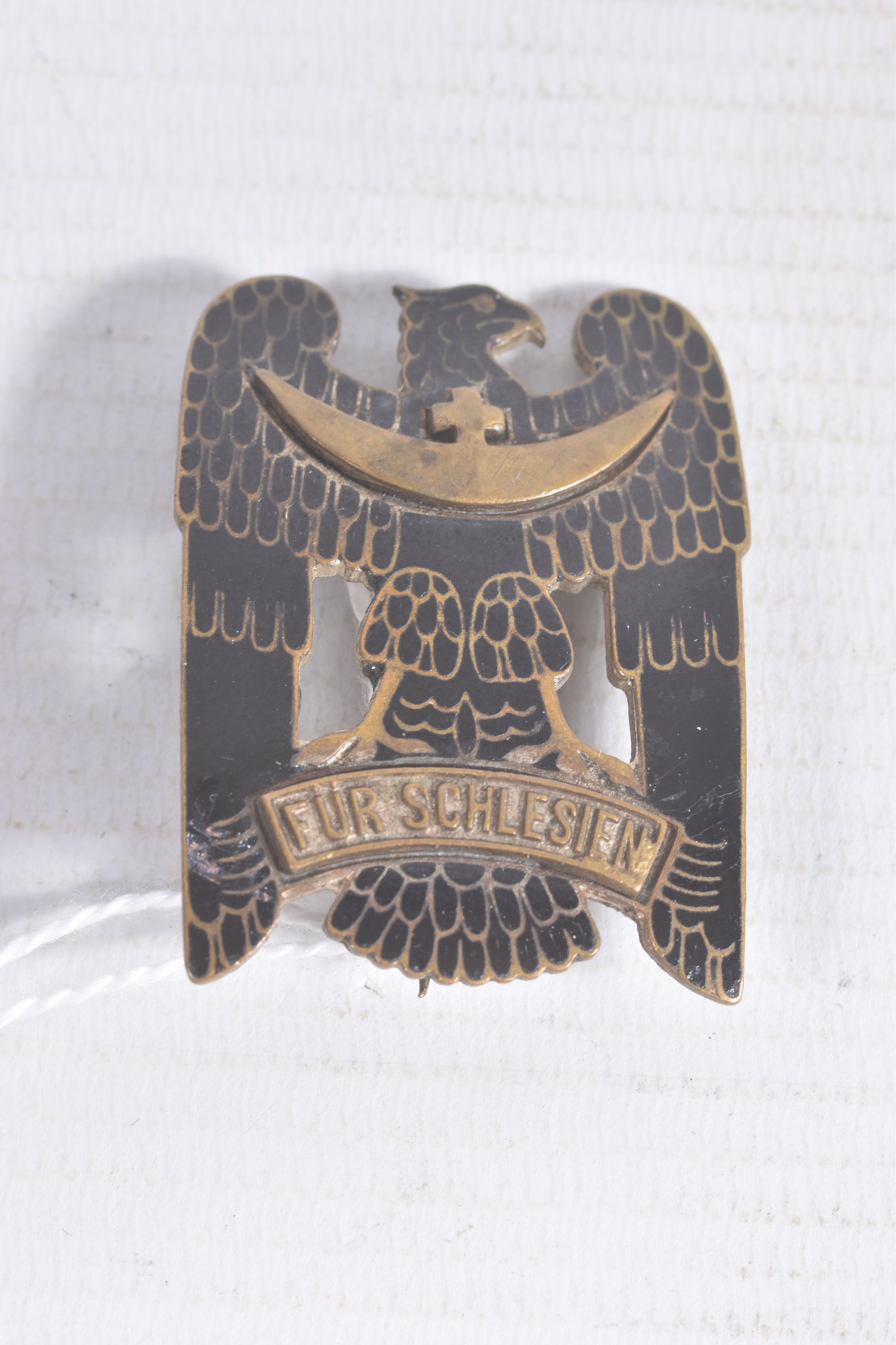 TWO GERMAN WEIMAR REPUBLIC FREIKORPS SILESIAN ORDER PIN BADGES, both badges are black enamel and - Image 5 of 6