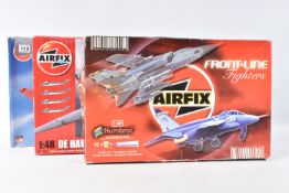 THREE 1:48 SCALE AIRFIX MILITARY AIRCRAFT MODELS , the first is the EE Lightning F-1/F-1A/F-2/F-3