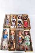 EIGHT ASSORTED BOXED PELHAM AND OTHER WOMEN AND GIRL PUPPETS, many appear to be homemade or modified
