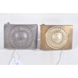 TWO WWI ERA IMPERIAL GERMANY BELT BUCKLES, the first has a crown in the centre and the words Gott