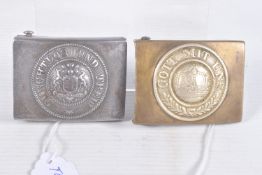 TWO WWI ERA IMPERIAL GERMANY BELT BUCKLES, the first has a crown in the centre and the words Gott