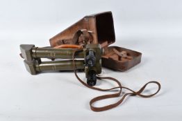 A WWI ERA TRENCH PERISCOPE IN A FITTED CASE, this is Khaki green in colour with black lenses and a