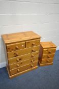 A MODERN PINE CHEST OF TWO SHORT OVER FOUR LONG DRAWERS, width 74cm x depth 47cm x height 91cm,