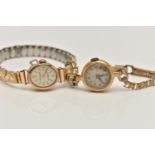 TWO LADYS WRISTWATCHES, the first a 9ct gold 'Accurist 21 jewels' manual wind watch, inside case