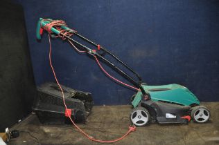 A BOSCH ROTAK370 ER ELECTRIC LAWN MOWER with grass box (PAT pass and working)