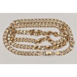 A 9CT GOLD CURB LINK CHAIN NECKLACE, with a spring release clasp, a 9ct hallmark, length 580mm,