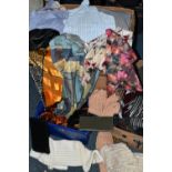 FIVE BOXES OF MEN'S CLOTHING, to include over forty shirts, long and short sleeved, hats sweaters,