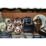 TWO BOXED CAITHNESS PAPERWEIGHTS AND MASON'S IRONSTONE, comprising a Royal Doulton figure 'The