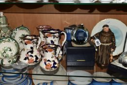 TWO BOXED CAITHNESS PAPERWEIGHTS AND MASON'S IRONSTONE, comprising a Royal Doulton figure 'The