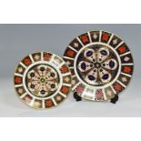 TWO ROYAL CROWN DERBY 1128 IMARI PATTERN CABINET PLATES, comprising one diameter 22cm, the other